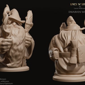 Dwarf Wizard Sorcerer | Premium 3D Printed Fantasy Tabletop Miniatures 28mm 32mm up to 100mm |    dnd  20126