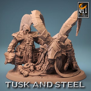 Dwarf Barbarian Rider v1 Premium dnd Miniature Mini 28mm 32mm up to 100mm | Cleric Warrior Fighter | Resin 3D Printed | 43830