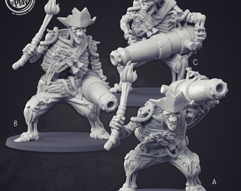 Skeleton Pirate DnD Miniatures compatible with 28mm 32mm fantasy minis | 20197