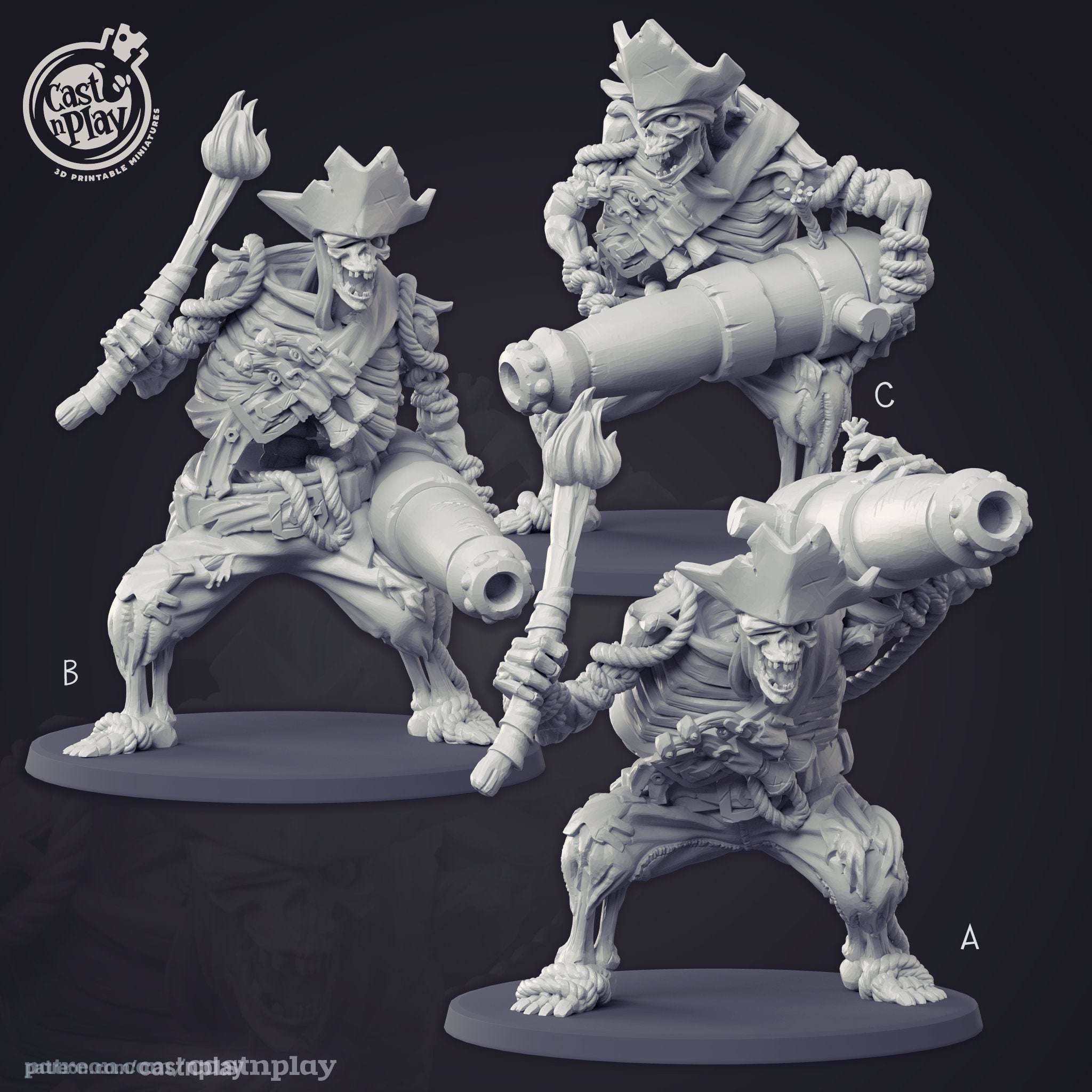 Undead Skeleton Pirate Premium 3D Fantasy Tabletop -