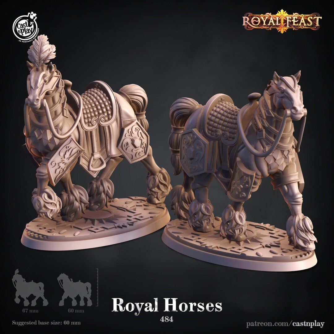 Royal Horses Premium Dnd Miniature Mini | 28mm 32mm to 100mm | Resin 3D ...