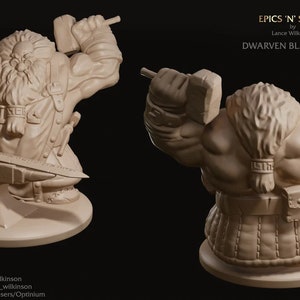 Dwarf Smith | Premium 3D Printed Fantasy Tabletop Miniatures 28mm 32mm up to 100mm |  dnd  20080