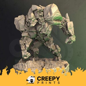 Stone Rock Golem DnD miniatures compatible with 28mm 32mm tabletop fantasy minis 50691 DM0921
