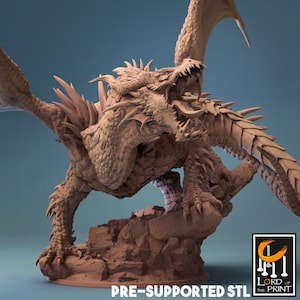 Ancient Dragon Premium dnd Miniature Mini Figure Figurine Statue | Sanded & Primed | Resin 3D Printed | 30625