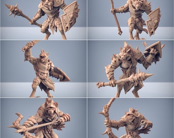 6x Gnoll Pack Premium dnd Miniatuur Mini Fighter Archer Ranger Vrouw | Geschuurd en gegrond | Hars 3D afgedrukt | 28 mm 32 mm tot 100 mm | 30294_99