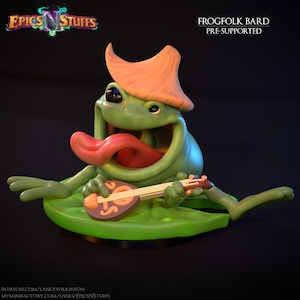 Cute Frog Folk Premium dnd Miniature Mini | Resin 3D Printed | 28mm 32mm up to 100mm | 45058