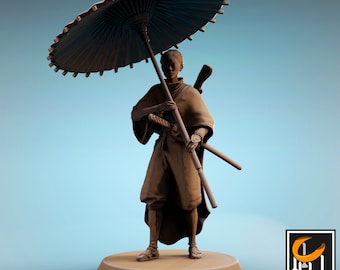 Female Samurai v1 DnD Miniatures compatible with 28mm 32mm fantasy minis | 43410