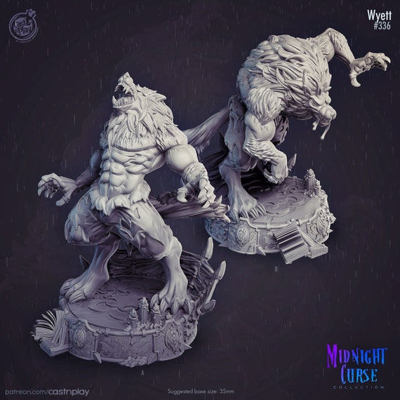 Werewolf DnD Miniatures compatible with 28mm 32mm fantasy minis | 41632_33