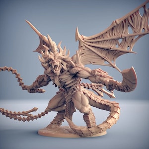 Demon Prince Premium dnd Miniature | Tiefling Devil Abyssal Lord King Archfiend Archdevil | Resin 3D Printed 30092
