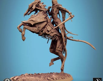 Miniature DnD Wraith on Nightmare v6 compatibili con miniature fantasy da 28 mm e 32 mm / 46090_A