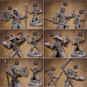 6x Human Wizards Premium dnd Miniature Mini 28mm to 100mm | Warlock Mage Druid Sorcerer | Resin 3D Printed | 30035_40