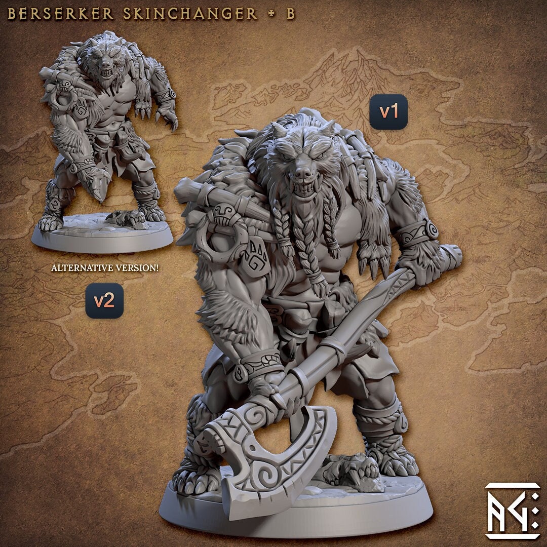 Bearfolk Bear Folk Werebear B Premium dnd Miniature Mini Figure Statue | 28mm 32mm to 100mm | Leonal Ursinal | 30683