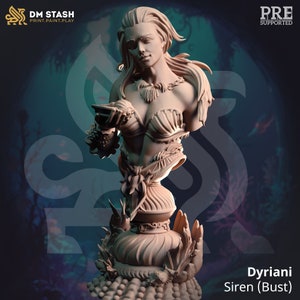 Female Triton Merfolk Siren Bust Premium dnd Miniature Mini Warrior | Resin 3D Printed | 50213