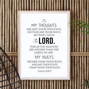 Isaiah 55:8-9 KJV Print/For My thoughts are not your thoughts Print/Motivational Verse/Printable Wall Art/Digital Download