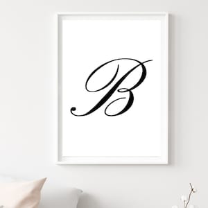 Initial B Print/Black Letter B Print/Initial B Wall Art Print/Letter B Download/Bedroom Wall Art/Monogram B Print/Digital Download
