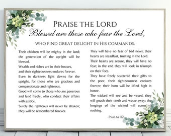 Psalm 112 Scripture Print: Motivational Verse Wall Art (Digital Download)