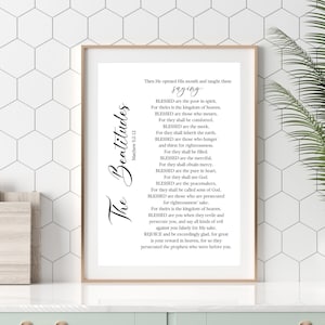 Beatitudes Printable/Matthew 5:2-12 Print/Beatitudes Wall Art/The Beatitudes Print/Motivational Verse/Printable Wall Art/Digital Download
