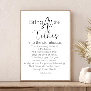 Maleachi 3:10 - Bring alle Zehnten Print/Motivationsvers/Christen Download/druckbare Wandkunst/digitaler Download
