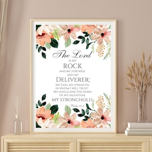The Lord is my Rock Print/Psalm 18:2 Print/Inspirational Verse Printable Art/Christians Wall Art/Printable Wall Art/Digital Download