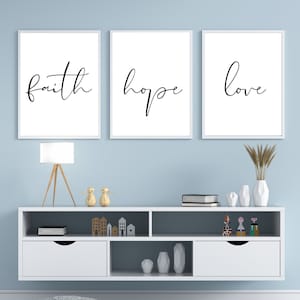 Faith Hope Love-printset: motiverende muurkunst (digitale download)