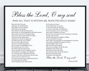 Psalm 103 Bless the Lord O my soul Print/Motivational Verse Printable Art/Scripture Wall Art Printable Wall Art/Digital Download