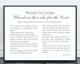 Psalm 112 Scripture Print: Motivational Verse Wall Art (Digital Download)
