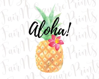 Aloha Ananas PNG: Sommer Sublimation Clipart (digitaler Download)