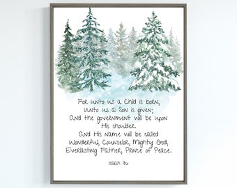 Isaiah 9:6 Christmas Scripture Art – Christian Wall Print (Digital Download)