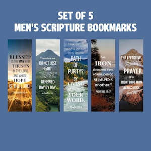 5 Sets of Size 2x6 Men&#39;s Scriptures Bookmark Printable/Christian Father&#39;s Day Bookmark Prints/Printable Scripture Bookmark/DIGITAL DOWNLOAD