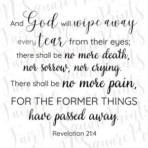 Revelation 21:4 NKJV Png File for Sublimation/And God will wipe away every tear from their eyes Png File/Png Digital Download