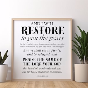 Joel 2:25-26 SVG File, Christians Sign svg, Bible Verse svg, svg designs, svg files, svg cut files, Scripture Digital Download