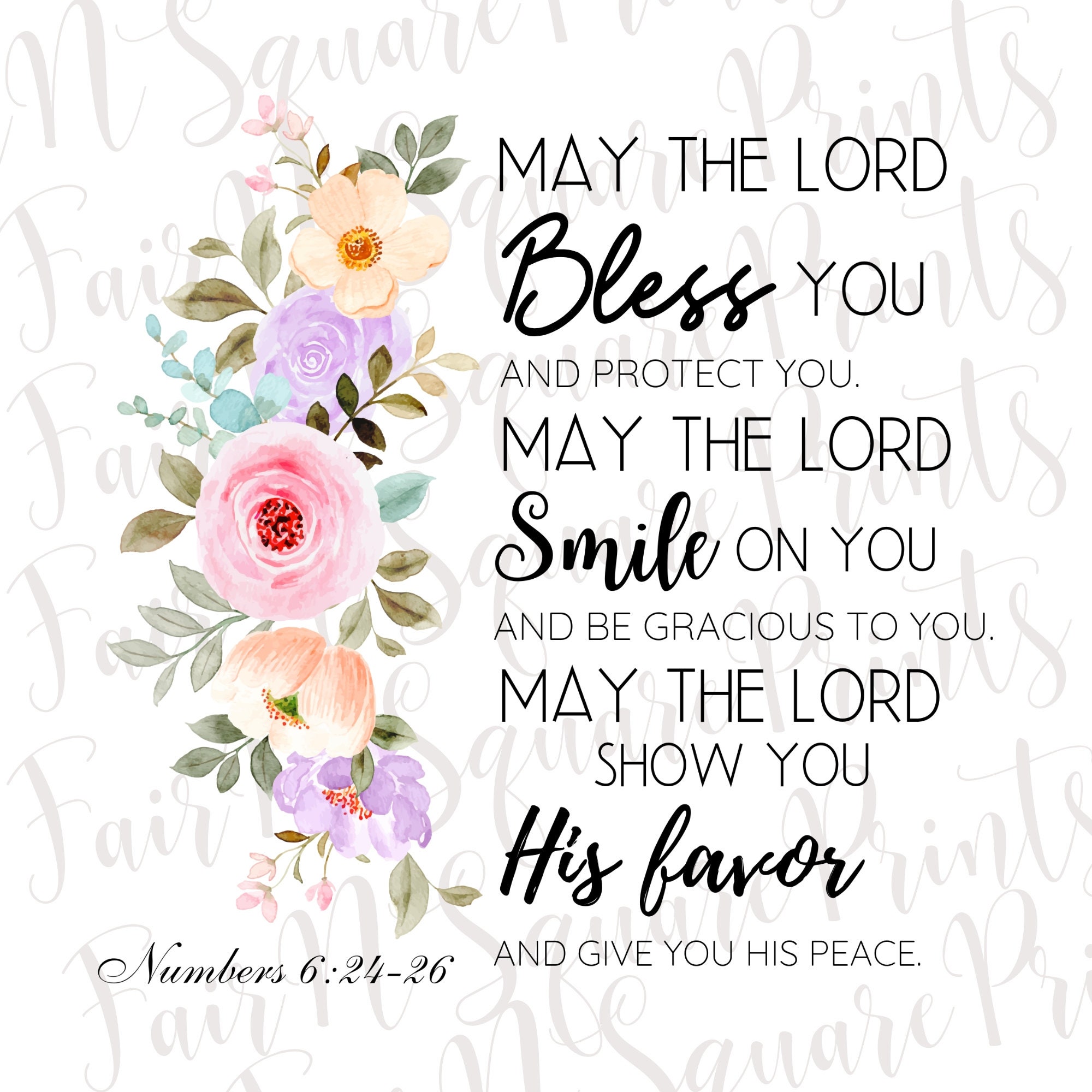 洋書 bless posterbook May the Lord Bless You - Numbers 6:24-26 Flowers Png File