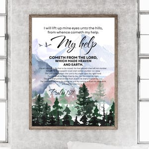Psalm 121 Watercolor Mountain Background Printable Art/Bible Verse Printable Art/Bedroom Scripture Art/Printable Wall Art/DIGITAL DOWNLOAD