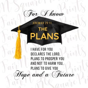 Jeremiah 29:11 Graduation Verse PNG File (Digital Download)