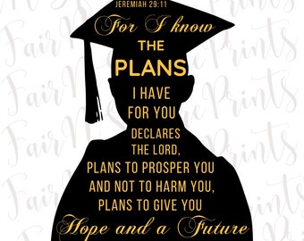 Denn ich kenne die Pläne - Jeremia 29:11 Png Datei für Sublimation / Abschluss Verse Sublimation / Christen Png Designs/Png Digital Download