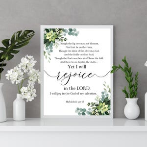 Habakkuk 3:17-18 Eucalyptus Print/Motivational Bible Verse/Scripture Wall Art/Printable Wall Art/Digital Download