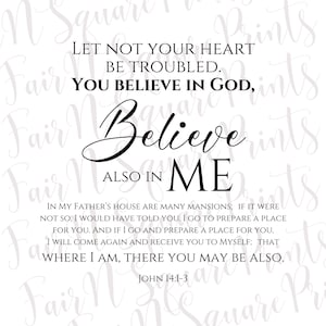 John 14:1-3 Black Text Png File for Sublimation/Let not your heart be troubled Png File Designs/Christians Sublimation/Png Digital Download
