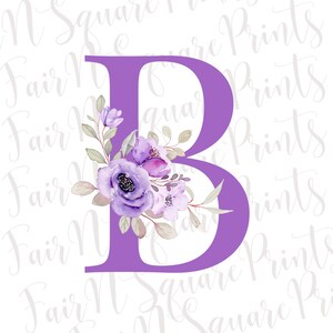 Monogramm B Lila Blumen Png-Datei für Sublimation / Monogramm B Png-Datei Designs / Monogramm Png-Dateien für Sublimation / Png digitaler Download