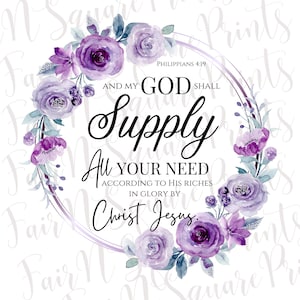 Philippians 4:19 Floral Wreath PNG File (Digital Download)