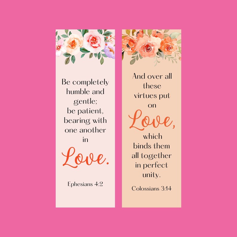 Bookmark: About Unity Love Scripture Bookmarks: Floral Christian Gift (digital Download) - Etsy