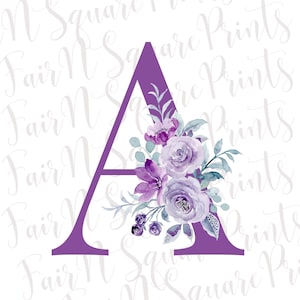 Initiale eine lila Blume Png-Datei für Sublimation / Monogramm A Png-Datei / Monogramm Png-Dateien für Sublimation / Png digitaler Download