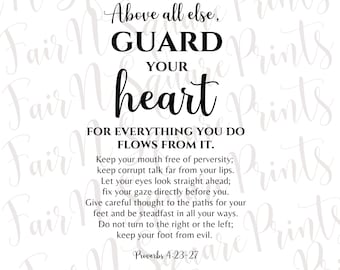 Guard Your Heart Proverbs 4:23-27 Black Text (PNG Digital Download)
