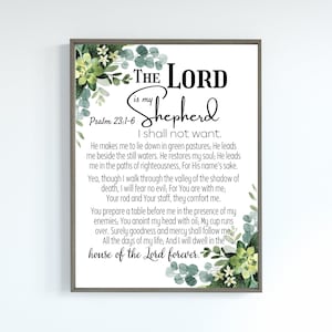 Der Herr ist mein Hirte - Psalm 23:1-6 Druck/Christen Druckbare Wandkunst/Schrift Wandkunst/DIGITALER DOWNLOAD