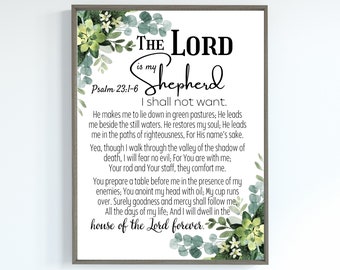 The Lord is my Shepherd - Psalm 23:1-6 Print/Christians Printable Wall Art/Scripture Wall Art/DIGITAL DOWNLOAD