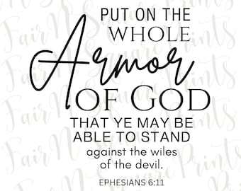 Armor of God, Ephesians 6:11 PNG File - Christian Sublimation (Digital Download)