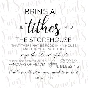Malachi 3:10 - Bring all the tithes into the storehouse Png File for Sublimation/Motivational Verse Png/Christians Png/Png Digital Download