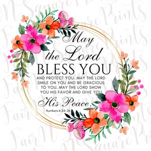 Numbers 6:24-26 Png File for Sublimation/May the Lord Bless you Png File/Motivational Verse Png/Christians Sublimation/Png Digital Download