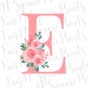Initial E Pink Red Floral Png File For Sublimation/Letter E Png Digital Designs/Monogram E Png File for Sublimation/PNG DIGITAL DOWNLOAD