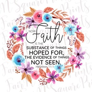 Hebrews 11:1 Pink Floral Wreath PNG File - Christian Sublimation (Digital Download)
