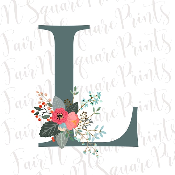 Initial L Floral Png File For Sublimation/Letter L Png Digital Designs/Monogram L Png File for Sublimation/PNG DIGITAL DOWNLOAD